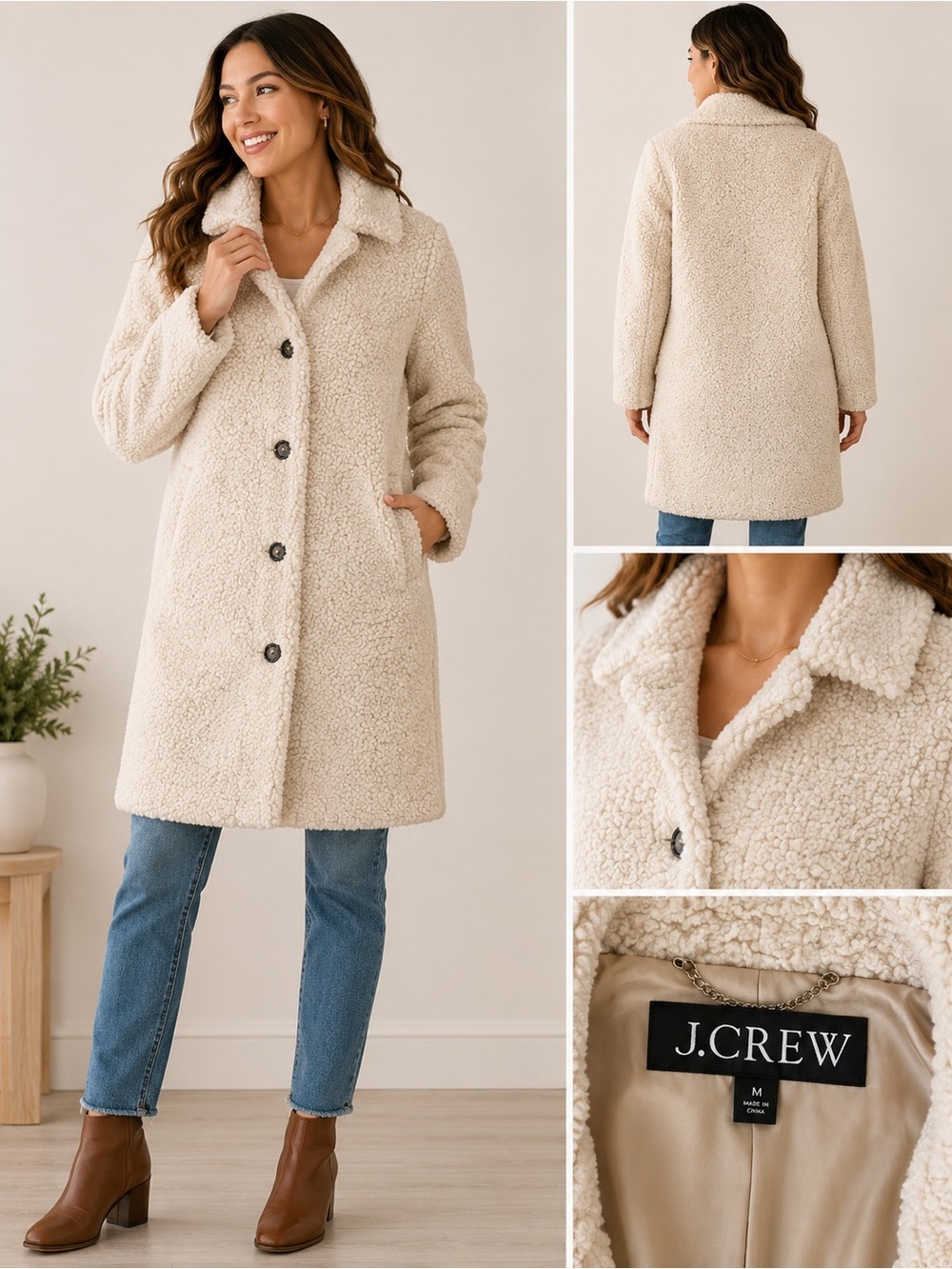 J. Crew Coat Size M Cream Teddy Serpa Coat